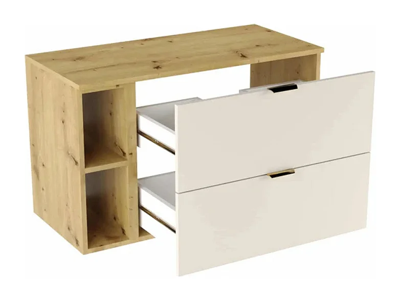 Mueble de baño mural para lavabo WENA, frentes lisos, Orio, 100x60x47 cm, Cachemira/Roble artesano