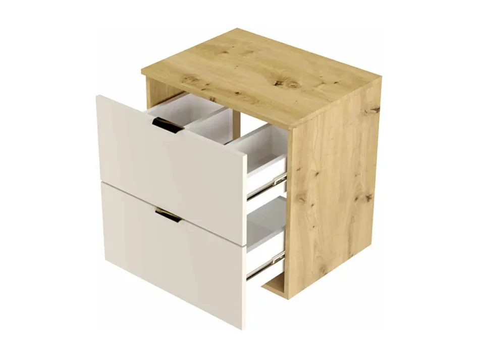 Mueble de baño mural para lavabo WENA, frentes lisos, Orio, 60x60x47 cm, Cachemira/Roble artesano