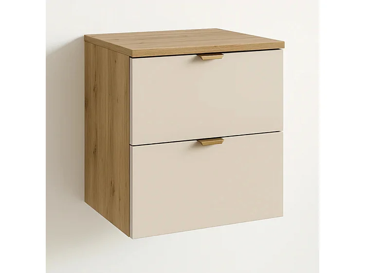 Mueble de baño mural para lavabo WENA, frentes lisos, Orio, 60x60x47 cm, Cachemira/Roble artesano