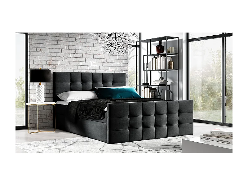 AX LIVING Boxspringbett 180x200 mit Bettkasten Ambusio in Schwarz