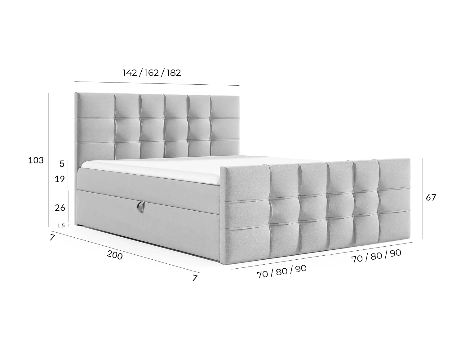 AX LIVING Boxspringbett 180x200 mit Bettkasten Ambusio in Schwarz