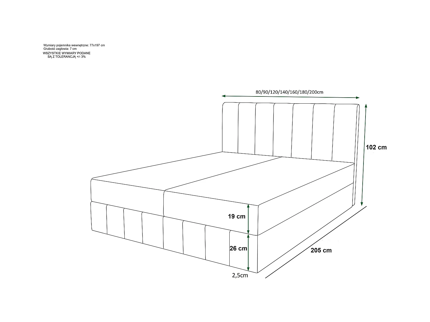 Boxspringbett BAHAMA 160x200 Monolith 15