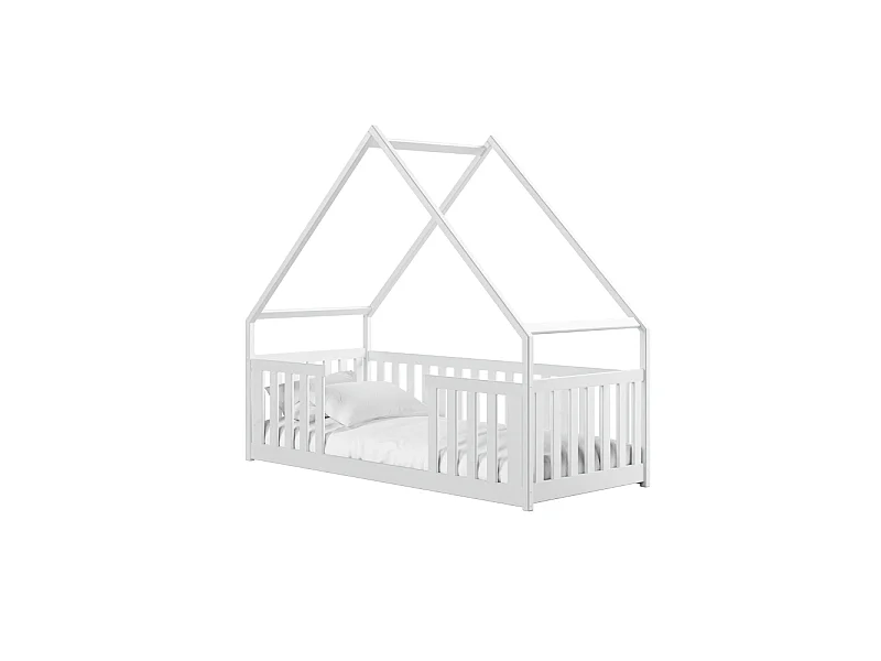 Lit Cabane LISA 90X200 Blanc - blanc Livré avec sommiers