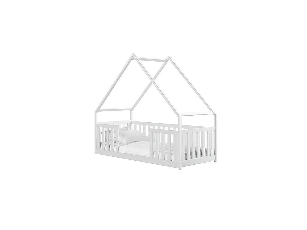 Lit Cabane LISA 90X200 Blanc - blanc Livré avec sommiers