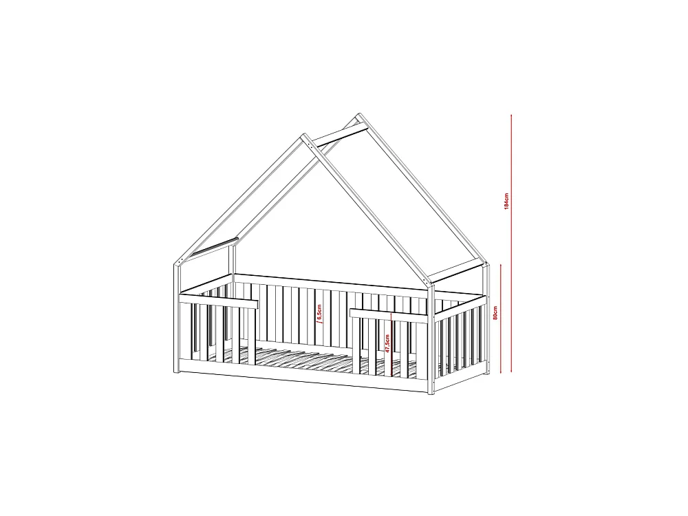 Lit Cabane LISA 90X200 Blanc - blanc Livré avec sommiers
