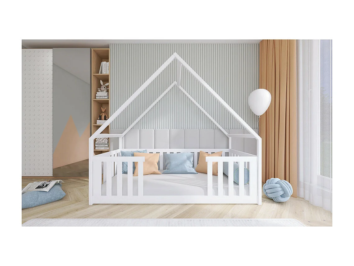 Lit Cabane LISA 90X200 Blanc - blanc Livré avec sommiers