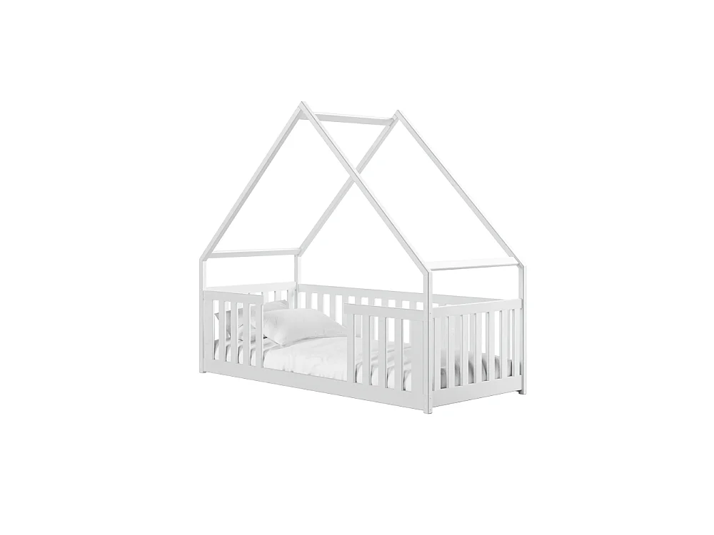 Lit Cabane LISA 90X200 Blanc - blanc Livré avec sommiers