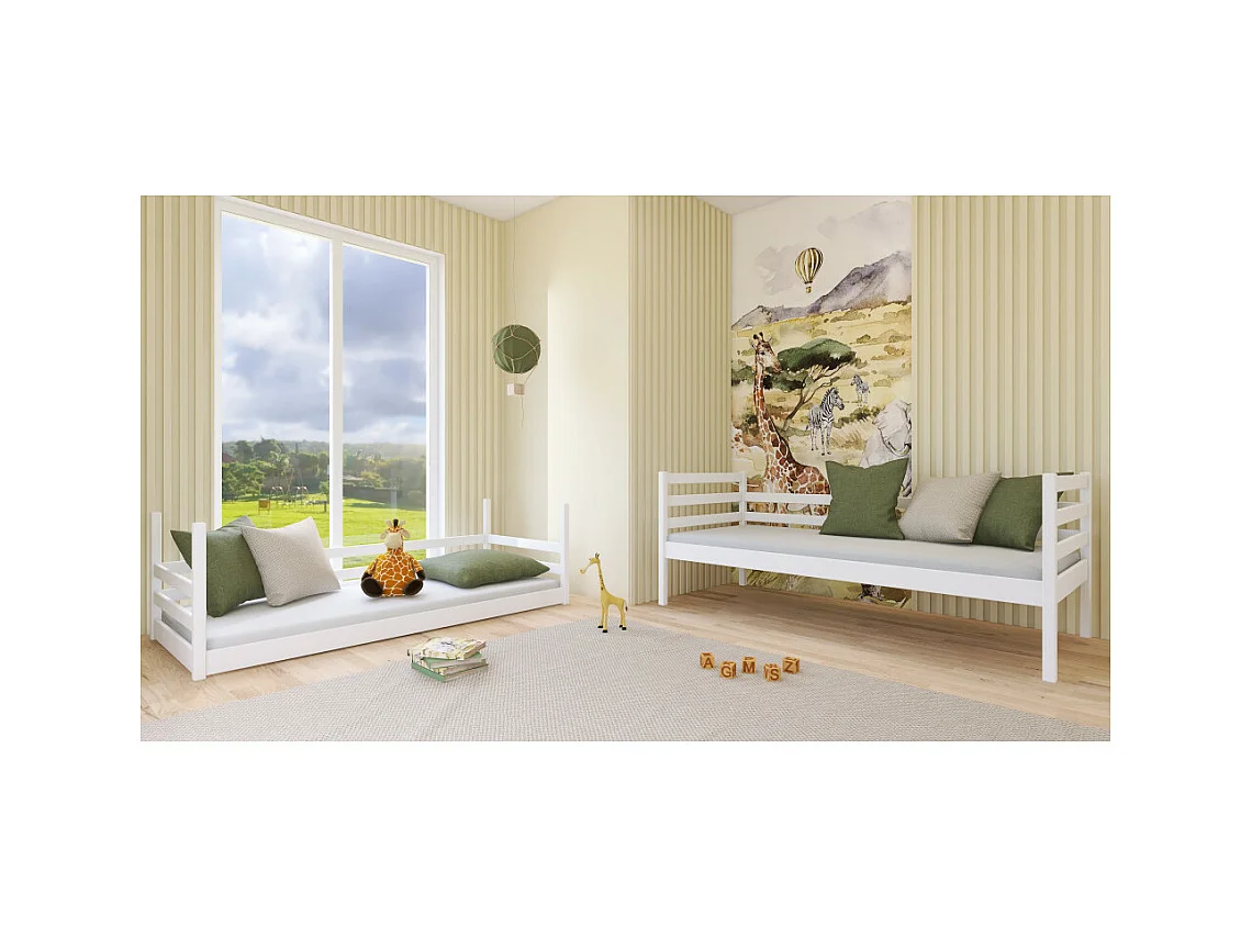 Lit Superposé MONA 90x190 - Bois massif Blanc - blanc Livré avec sommiers