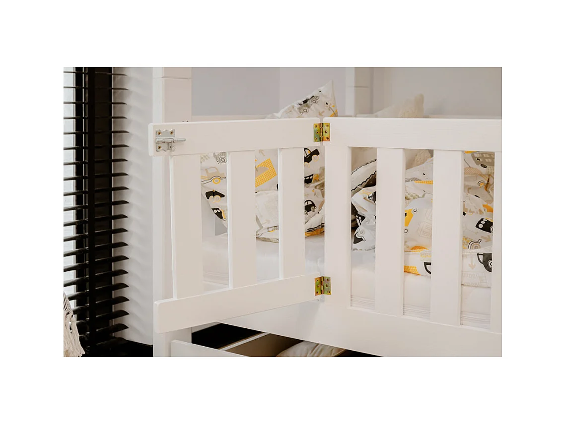 Lit Superposé CALY 80x180 - BOIS MASSIF - 2 TIROIRS Blanc - blanc Livré avec le sommiers et tiroir.