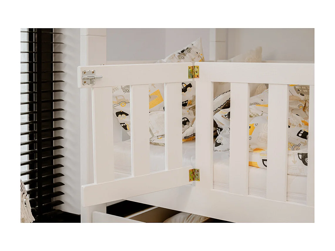 Lit Superposé CALY 80x180 - BOIS MASSIF - 2 TIROIRS Blanc - blanc Livré avec le sommiers et tiroir.