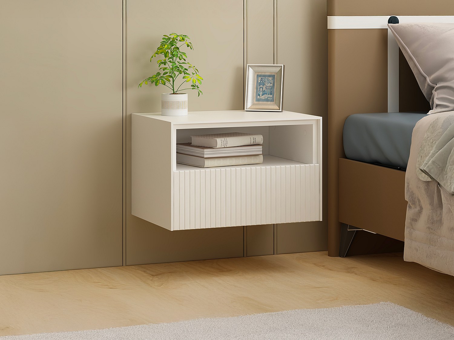 Nachttisch hängend - MDF - Weiß - CALDRIN von Pascal Morabito günstig online kaufen