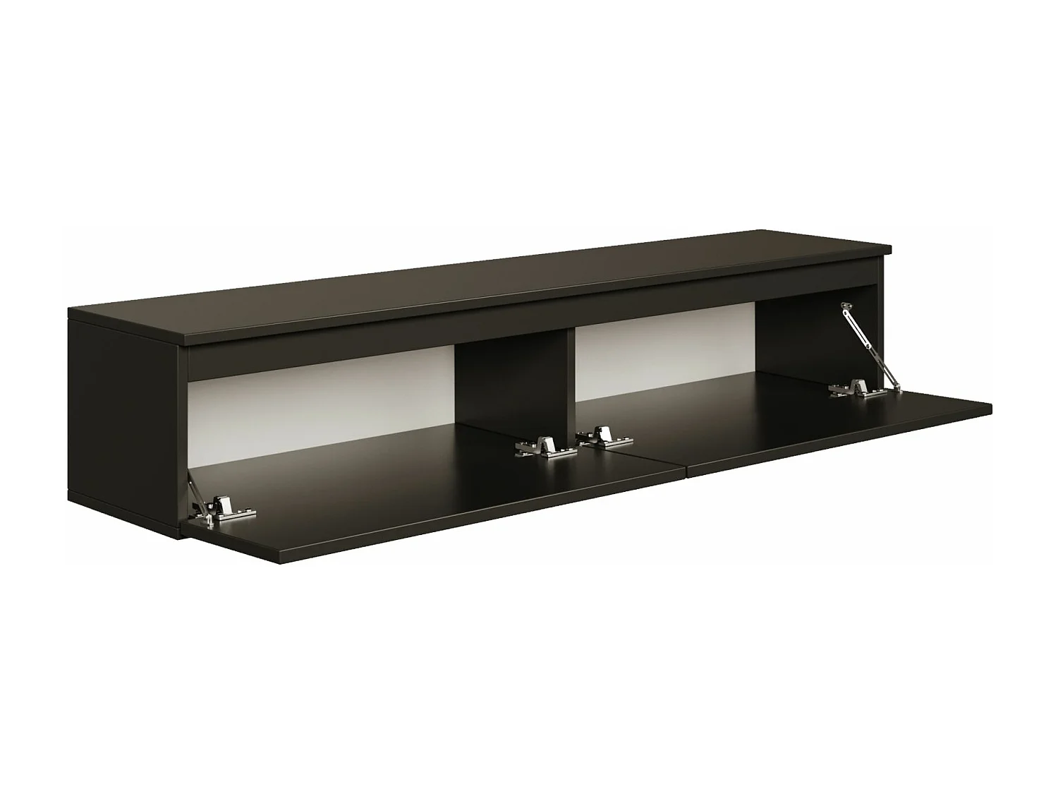 Meuble TV 2 portes -suspendu - 150 cm - noir - BEMMI