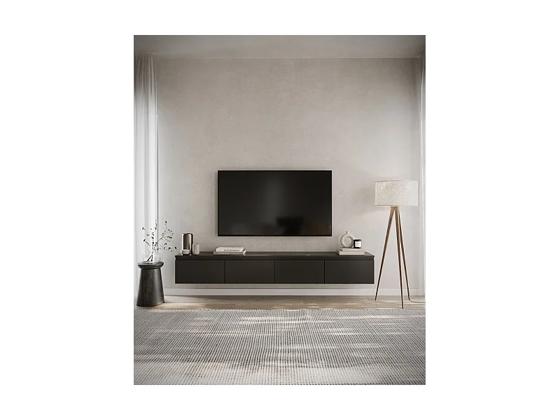 TV-Hängeboard - Schwarz - 200 cm - BEMMI