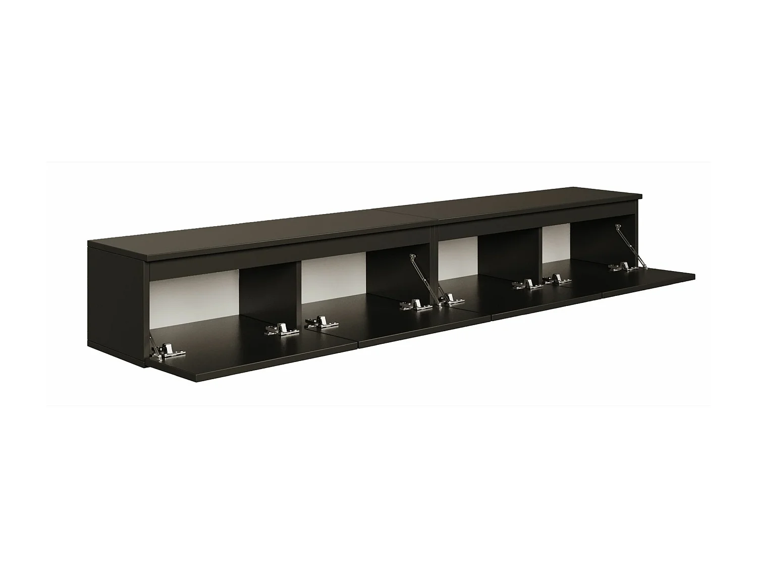 Meuble TV 4 portes -suspendu - 200 cm - noir - BEMMI