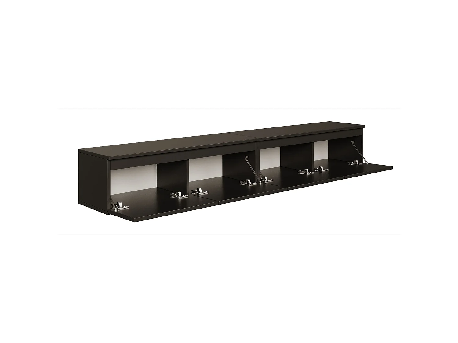 Meuble TV 4 portes -suspendu - 200 cm - noir - BEMMI