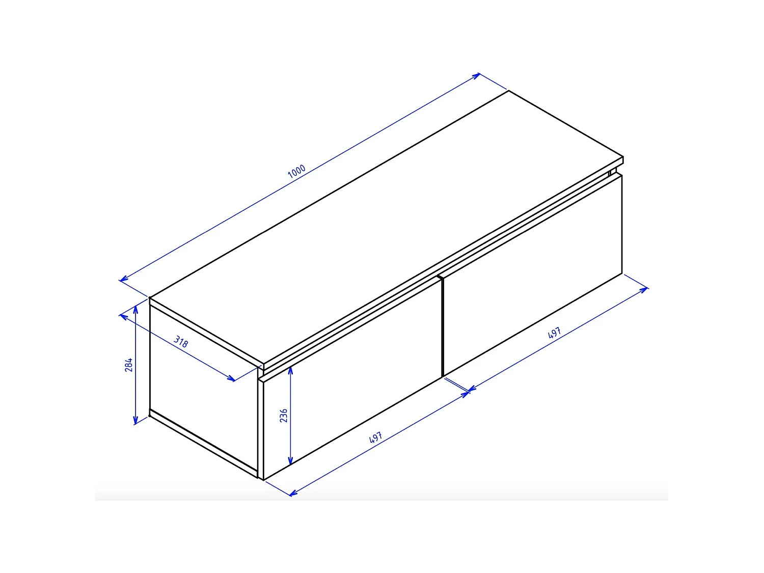 TV-Hängeboard - Schwarz - 100 cm - BEMMI