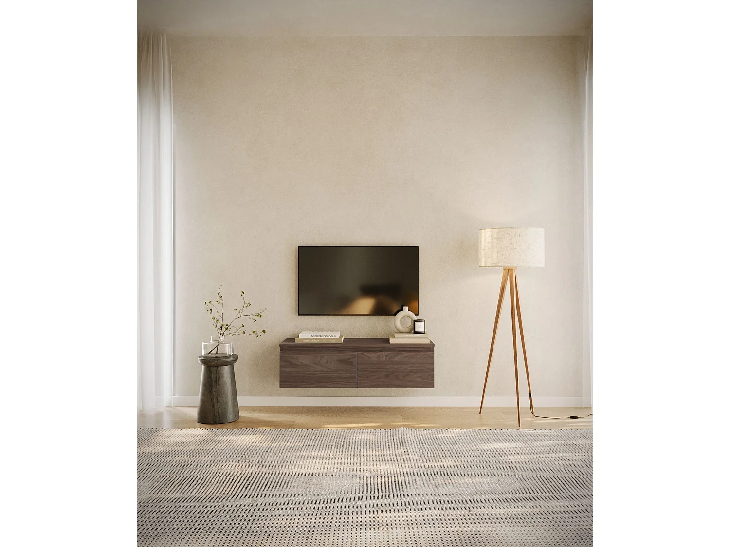 TV-Hängeboard - Walnuss Wisconsin - 100 cm - BEMMI