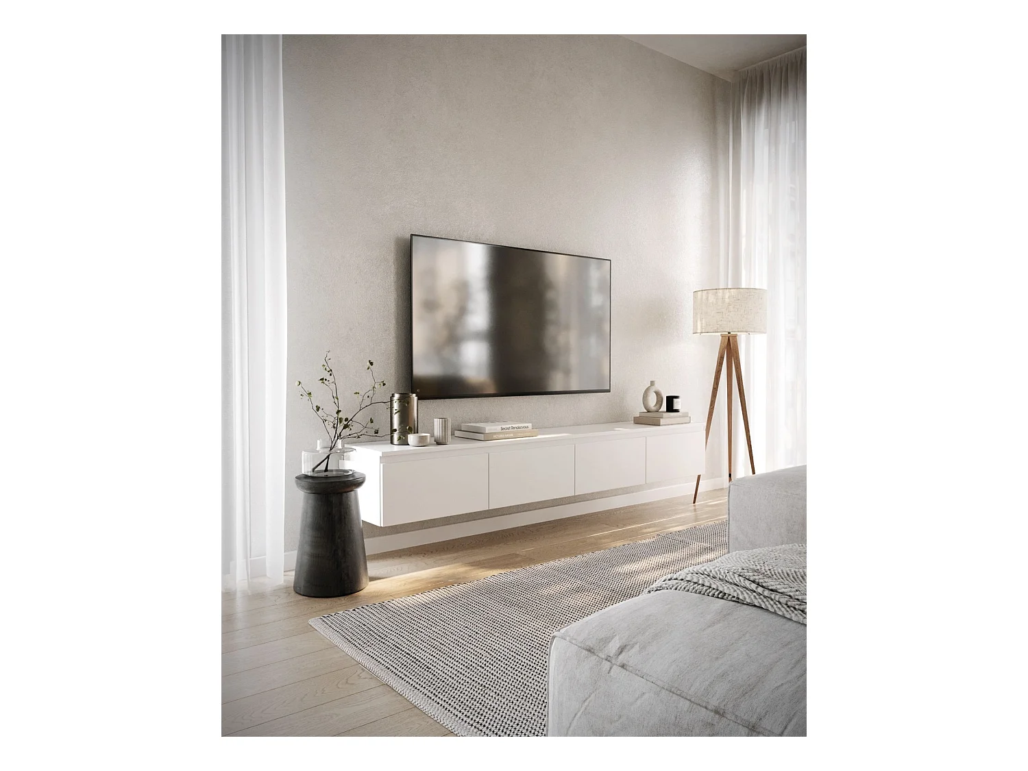 Mobile TV sospeso a 2 ante -200 cm -bianco -BEMMI