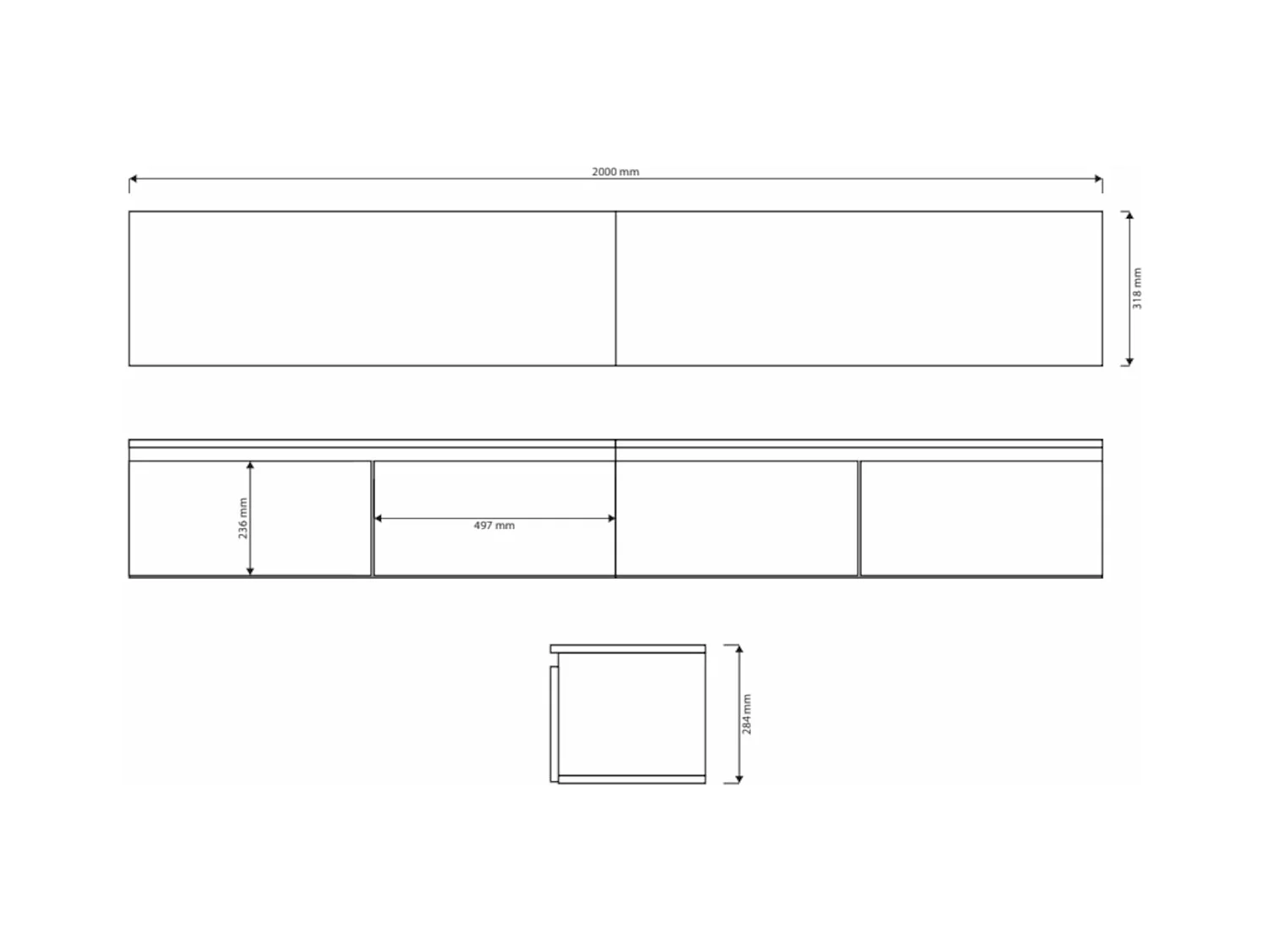Mobile TV sospeso a 2 ante -200 cm -bianco -BEMMI