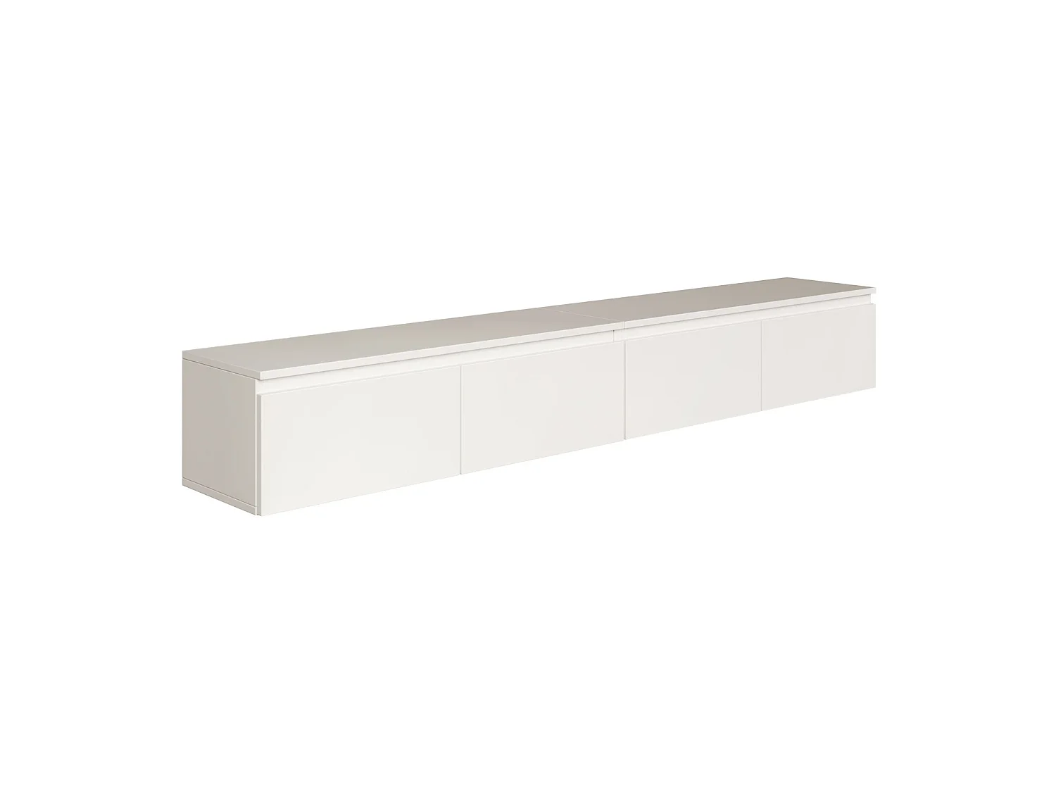 Meuble TV 4 portes -suspendu - 200 cm - blanc - BEMMI