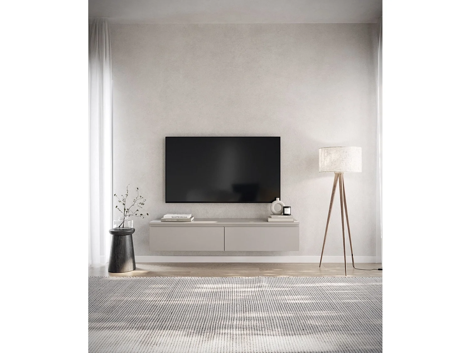 TV-meubel 2 deuren - hangend - 150 cm - grijs - BEMMI