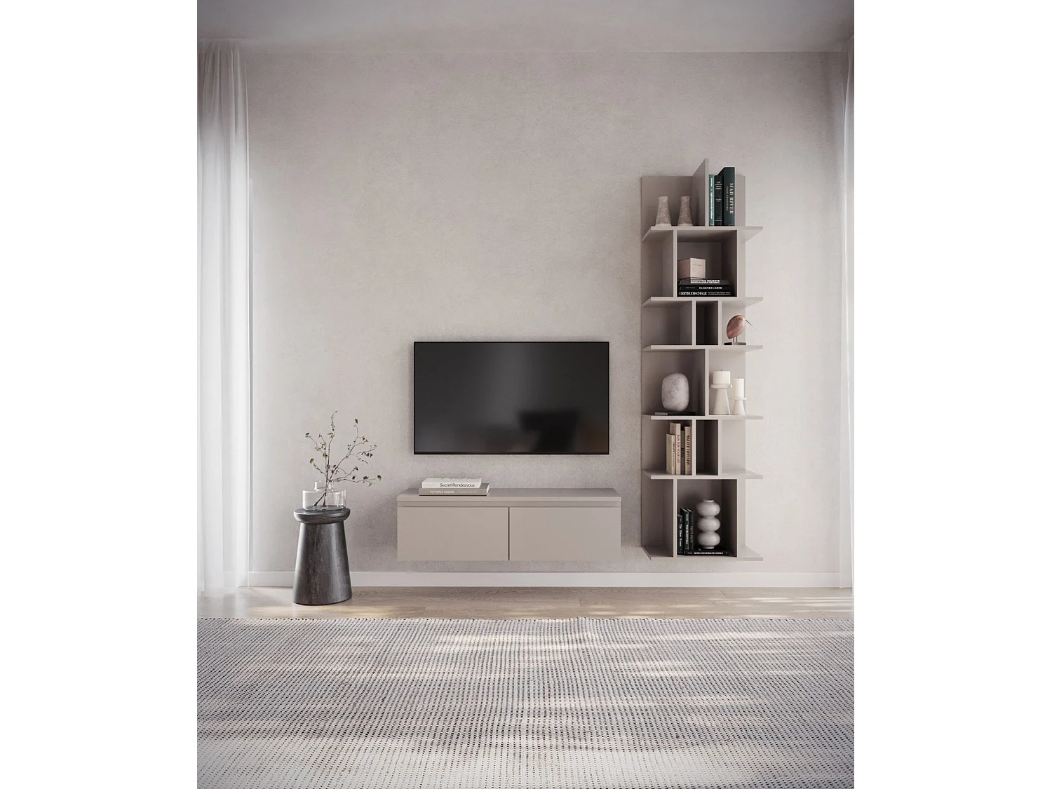 TV-meubel 2 deuren - hangend - 100 cm - grijs - BEMMI