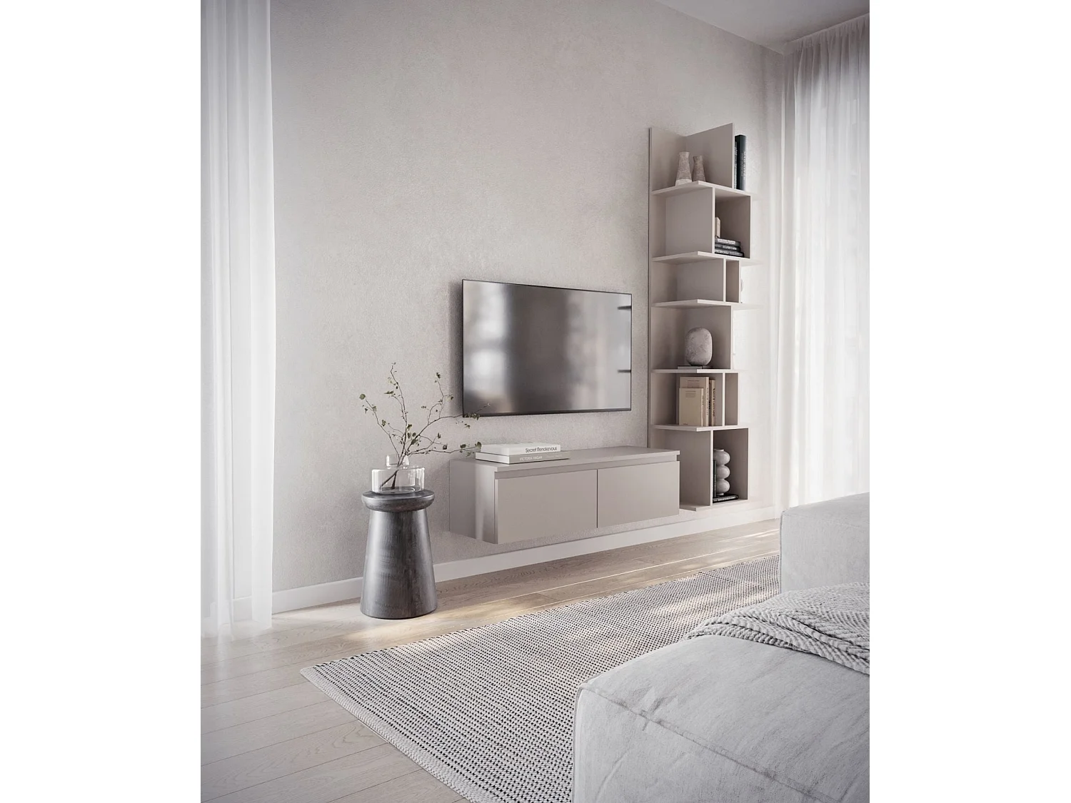 TV-Hängeboard - Greige - 100 cm - BEMMI
