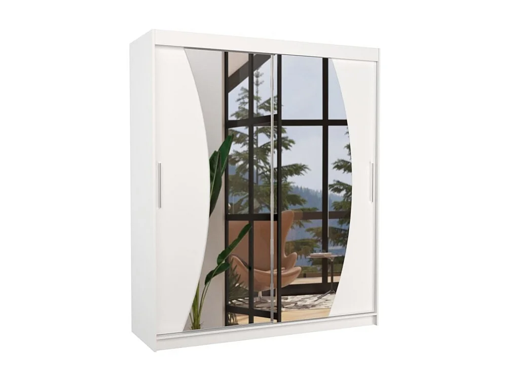 Armadio Lola (180cm)/ante scorrevoli/specchio/Bianco