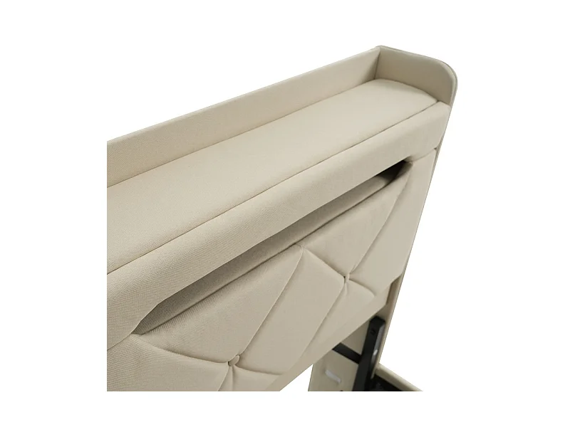 Opbergbed Beige 140x200 cm met LED - Linnen - opberg-hoofdeinde met USB en Type-C-poort