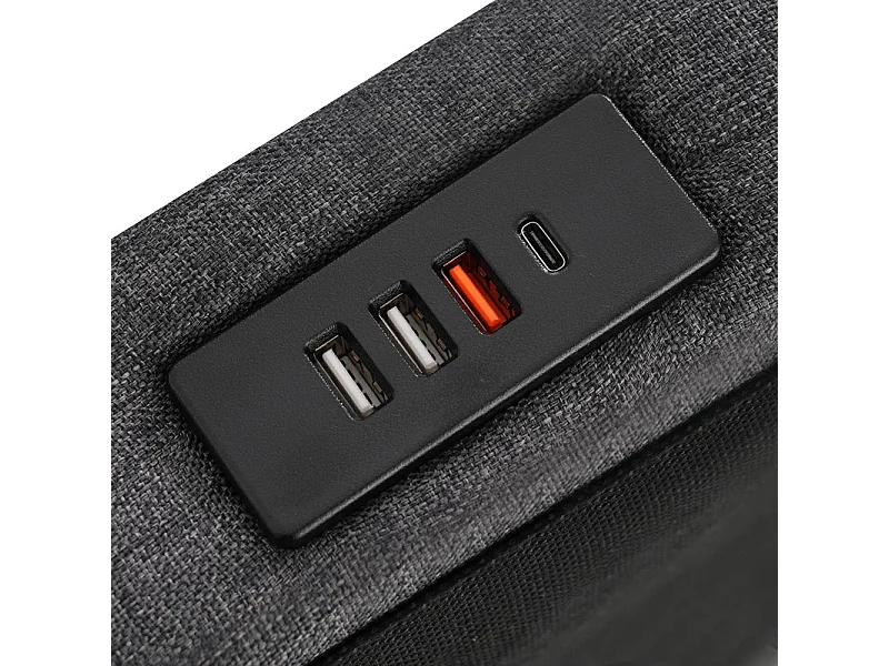 Lit coffre Gris 90x200cm avec tête de lit de rangement - LED et port de USB/Type C - charge max 150kg