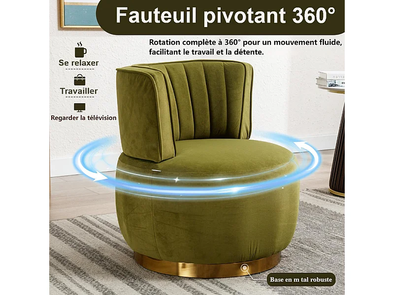 Cadeira Redonda Blataforma em Tecido de Loop Green Green - Backrest ergonômico - MAX 150KG - 62,5X62X69.5CM