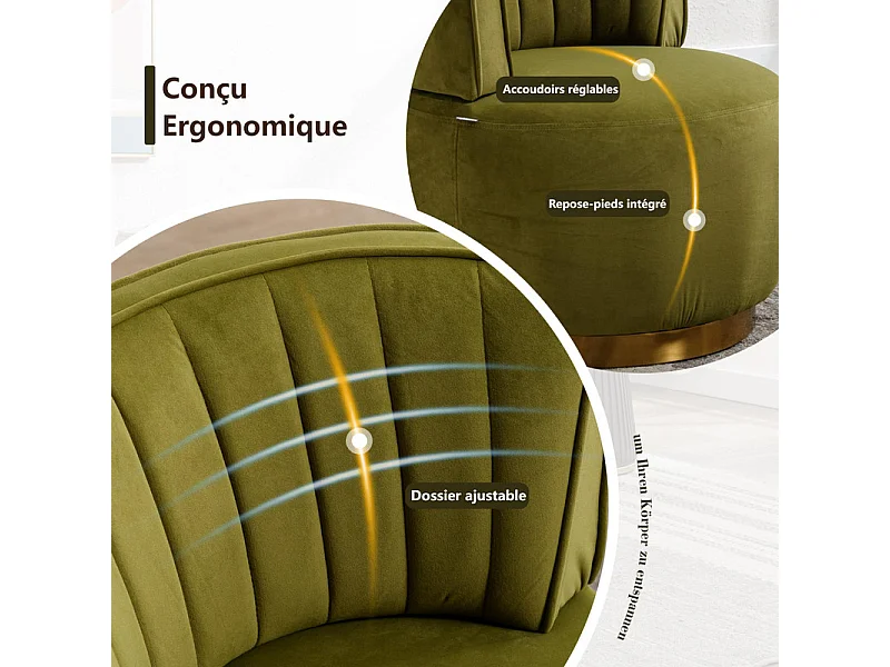 Cadeira Redonda Blataforma em Tecido de Loop Green Green - Backrest ergonômico - MAX 150KG - 62,5X62X69.5CM
