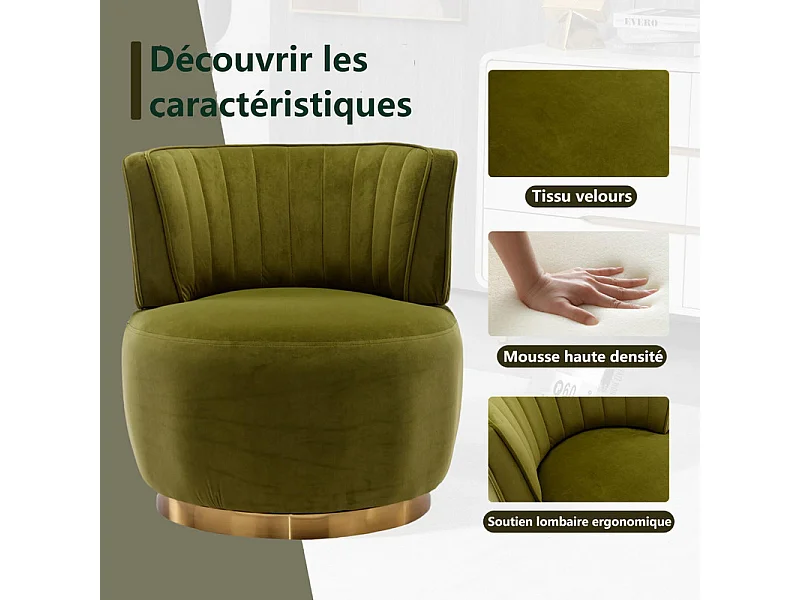 Cadeira Redonda Blataforma em Tecido de Loop Green Green - Backrest ergonômico - MAX 150KG - 62,5X62X69.5CM