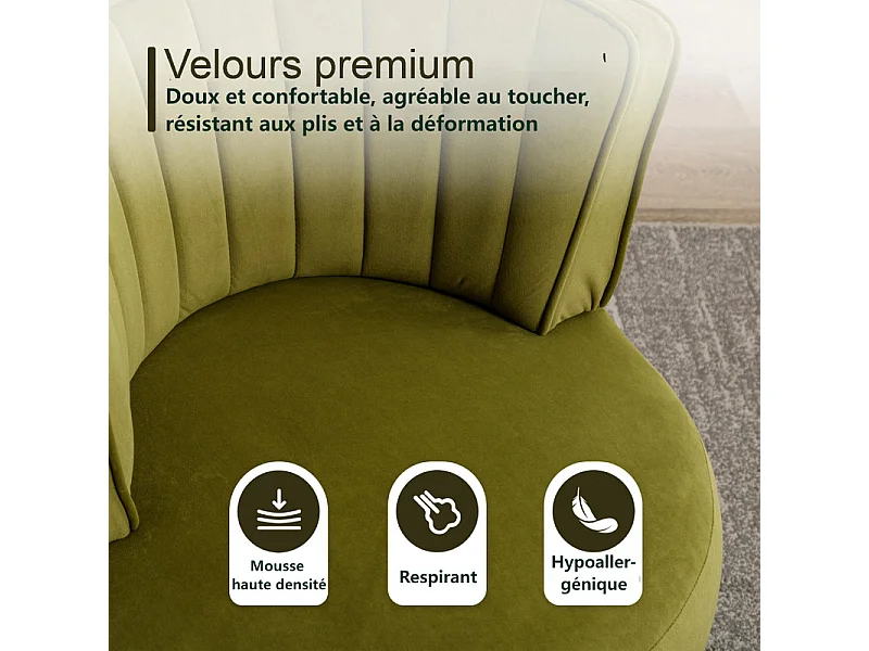 Cadeira Redonda Blataforma em Tecido de Loop Green Green - Backrest ergonômico - MAX 150KG - 62,5X62X69.5CM