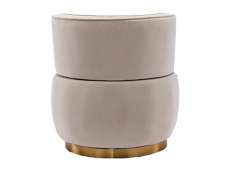 Fauteuil pivotant ronde en tissu bouclette beige - dossier ergonomique - max 150kg - 62.5x62x69.5cm