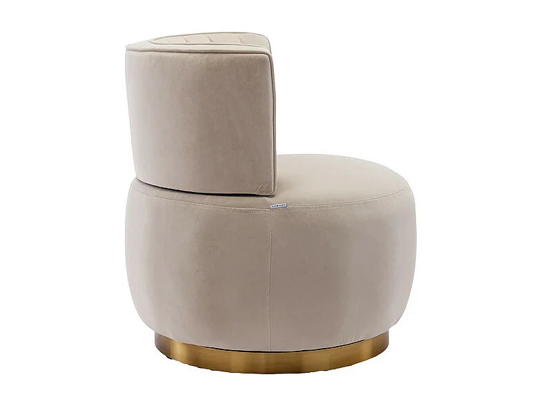 Fauteuil pivotant ronde en tissu bouclette beige - dossier ergonomique - max 150kg - 62.5x62x69.5cm