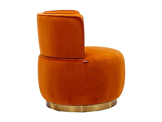 Fauteuil pivotant ronde en tissu bouclette orange - dossier ergonomique - max 150kg - 62.5x62x69.5cm