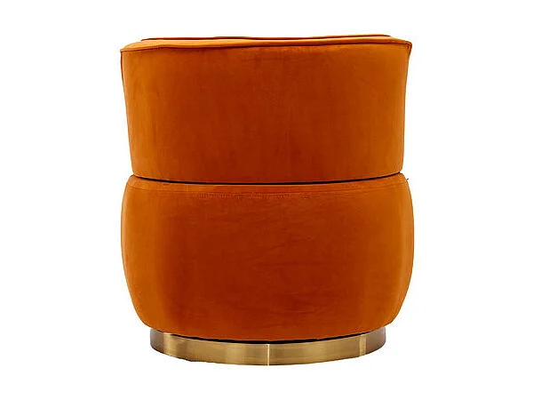 Fauteuil pivotant ronde en tissu bouclette orange - dossier ergonomique - max 150kg - 62.5x62x69.5cm