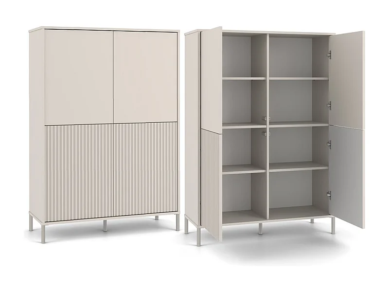 KAMARO Witryna 4D Slim  | Kaszmir |  103,5x40x147,5 cm | 4 Drzwi Gładkie/Ryflowane