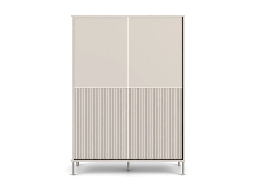 KAMARO – Armario moderno 8 estantes y 4 puertas – 147.5x103.5x40 cm – Mueble de almacenamiento – Beige Cachemira