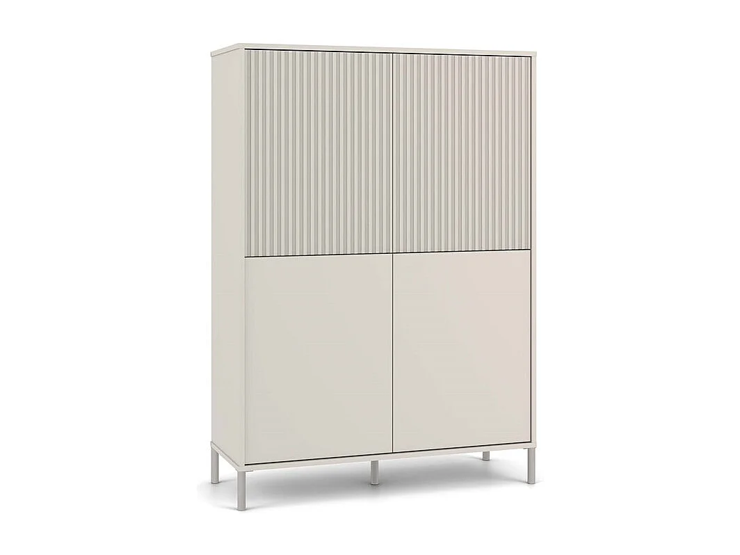 KAMARO – Armario moderno 8 estantes y 4 puertas – 147.5x103.5x40 cm – Mueble de almacenamiento – Beige Cachemira