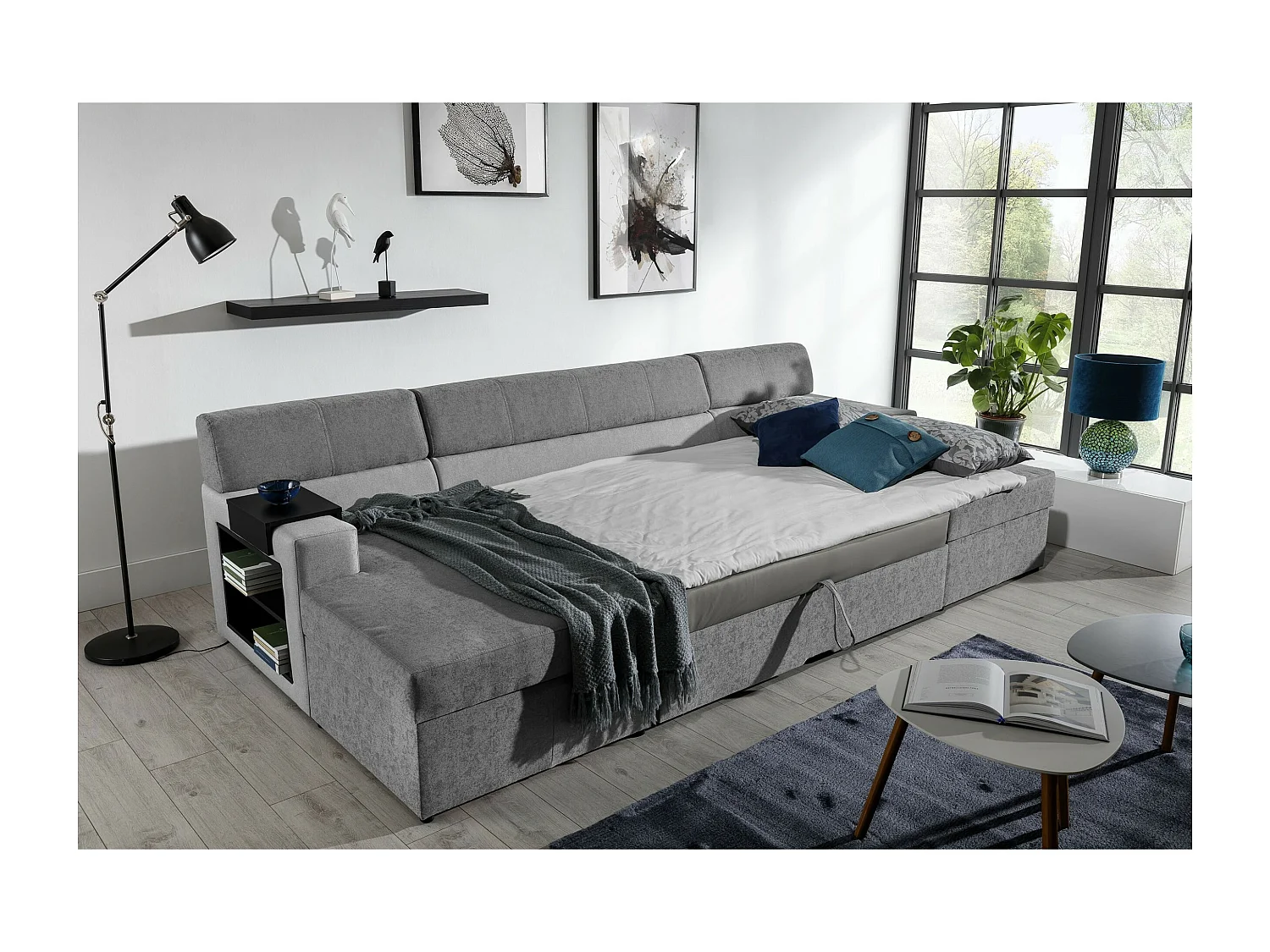 Divano d'angolo Larion L/rivestimento in tessut/Marrone&Beige