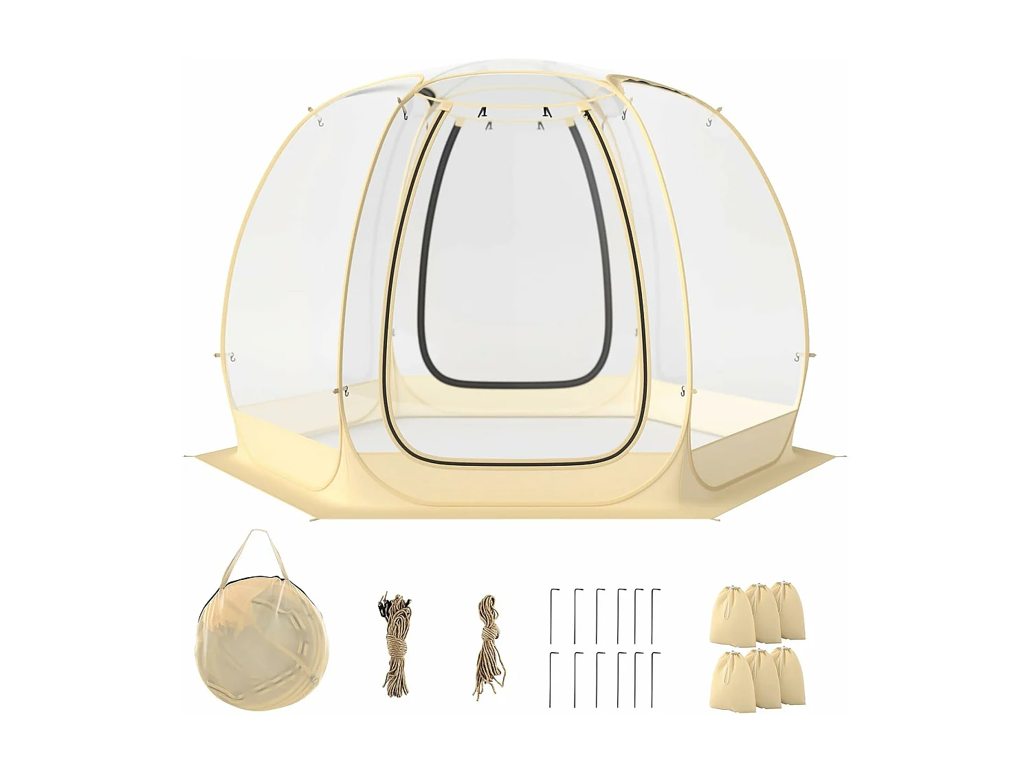 Tente de Sport Transparente, Abri Portable et Pliable en Extérieur Résistante aux Intempéries,  avec Sac de Transport, Tapis de Sol