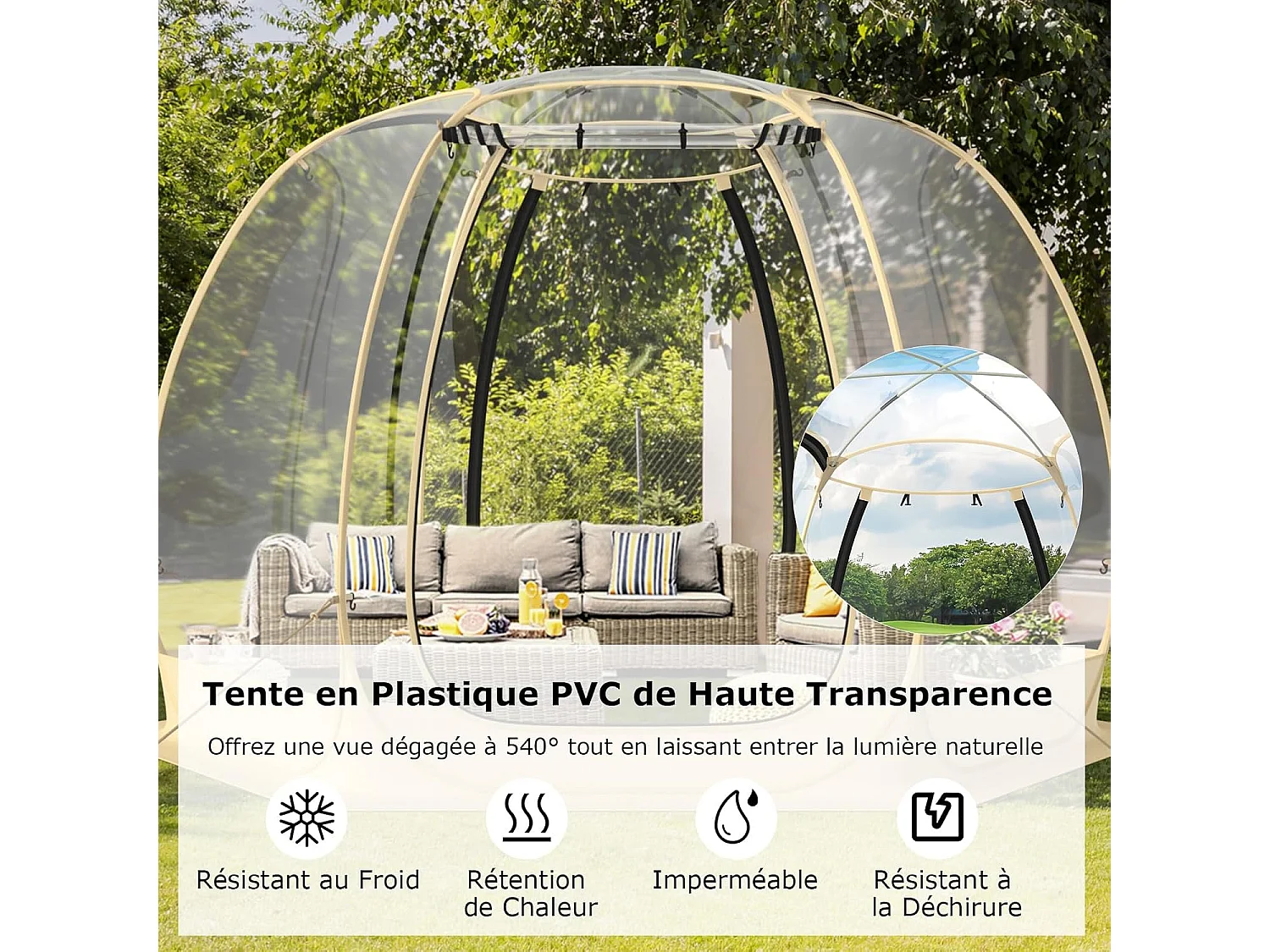 Tente de Sport Transparente, Abri Portable et Pliable en Extérieur Résistante aux Intempéries,  avec Sac de Transport, Tapis de Sol