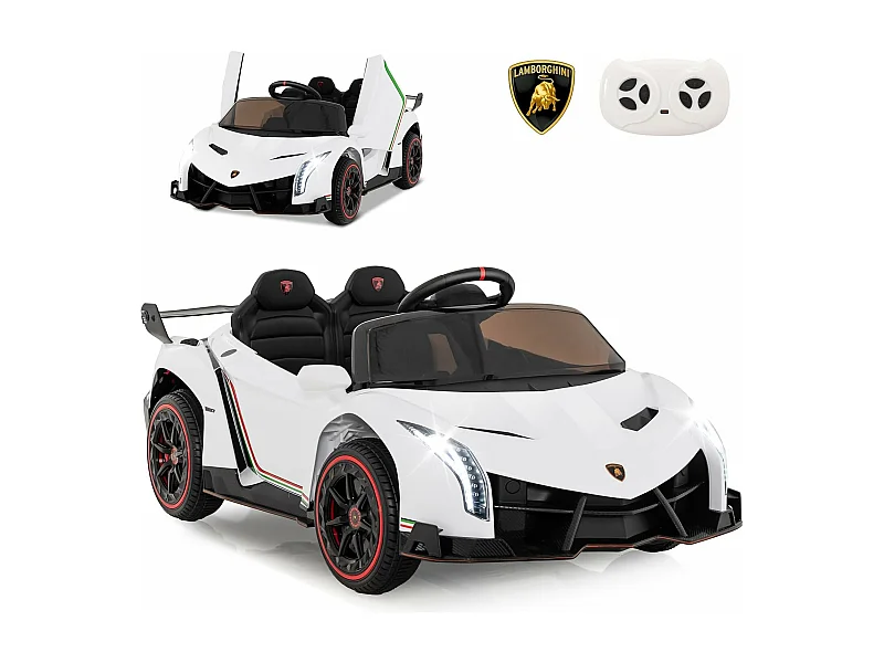 12V Lamborghini elektrische kinderauto met 2.4G afstandsbediening, voertuig met led en muziek, kantelmodus, laadvermogen 30 kg voor kinderen van 3 tot 8 jaar