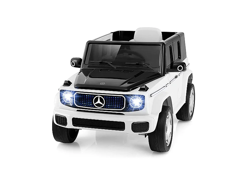 12V Mercedes-Benz Voiture Électrique Enfant avec Télécommande, Véhicule Électrique à 4 Roues avec Lumières LED & Musique & Klaxon, Charge 30kg pour 3-8 Ans (Blanc)
