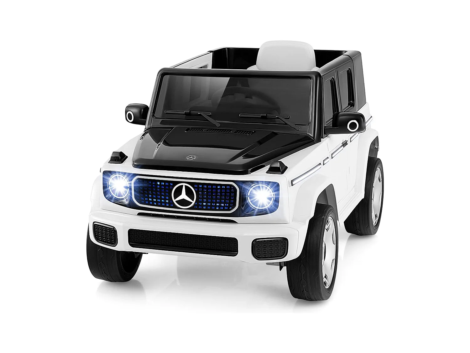 12V Mercedes-Benz Voiture Électrique Enfant avec Télécommande, Véhicule Électrique à 4 Roues avec Lumières LED & Musique & Klaxon, Charge 30kg pour 3-8 Ans (Blanc)