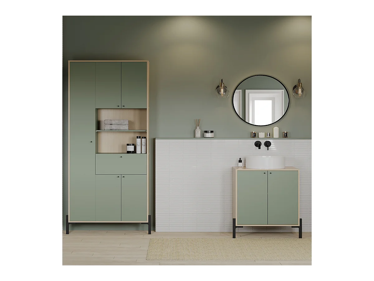 Colonne 4 portes et 1 tiroir avec miroir H201,5 cm - ELISA