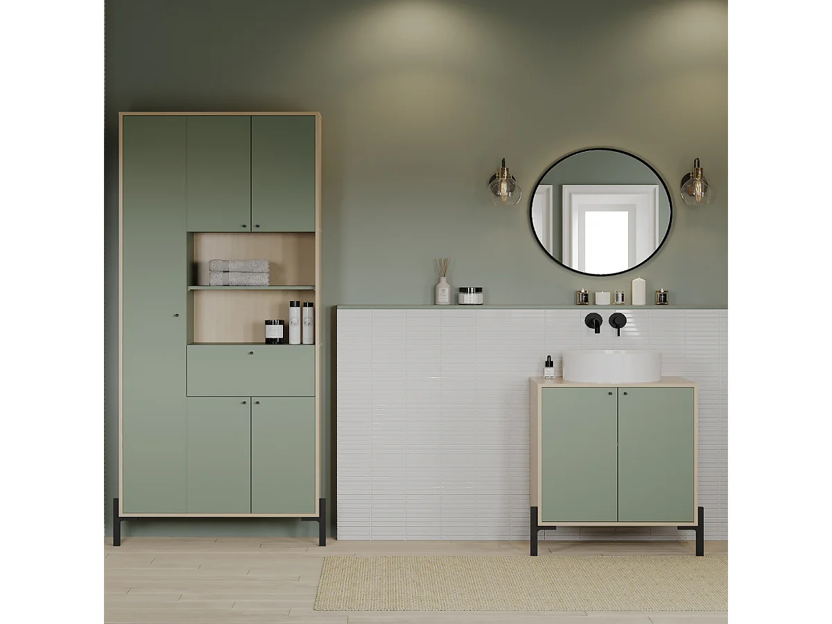 Colonne 4 portes et 1 tiroir avec miroir H201,5 cm - ELISA