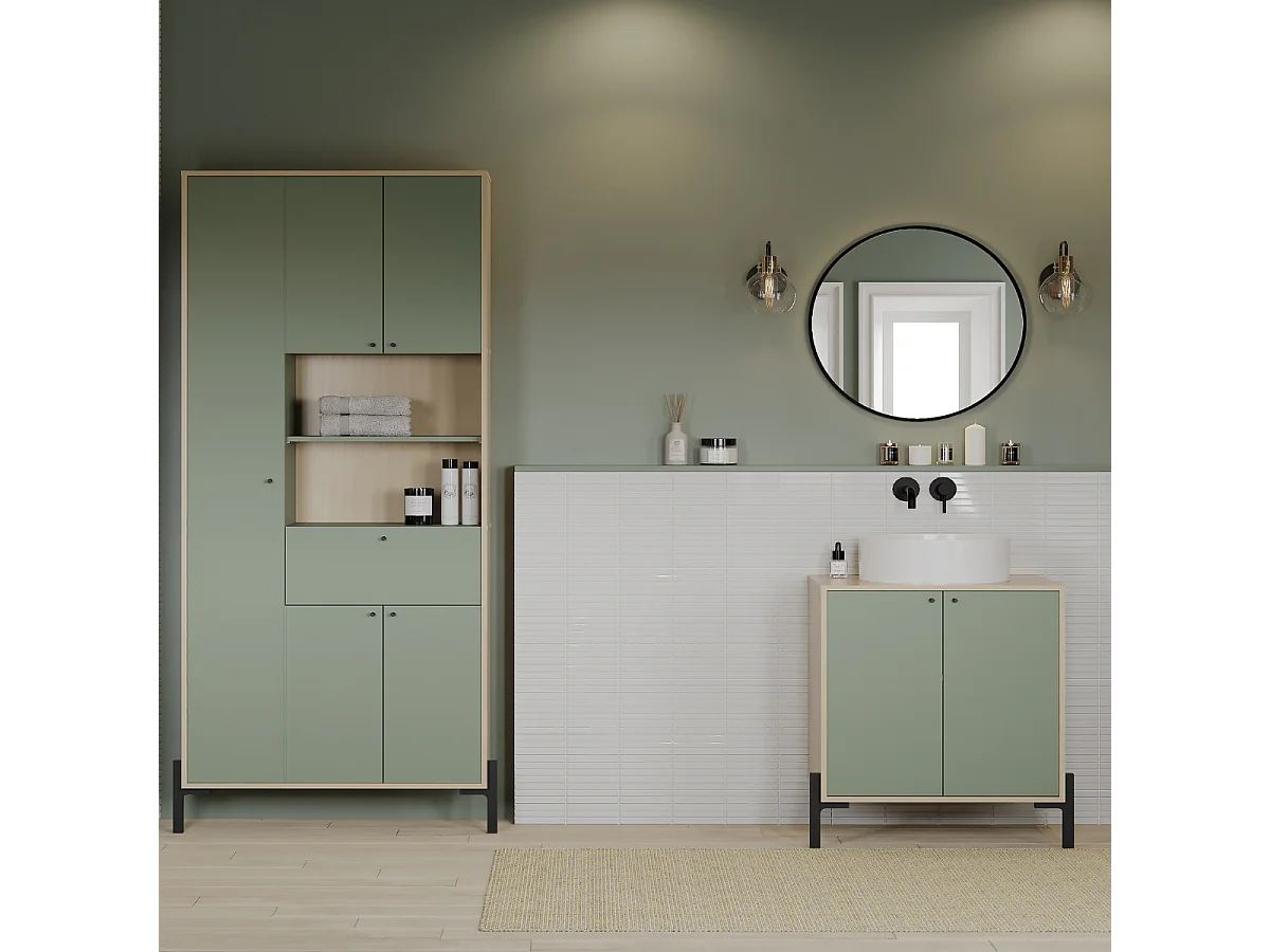 Colonne 4 portes et 1 tiroir avec miroir H201,5 cm - ELISA